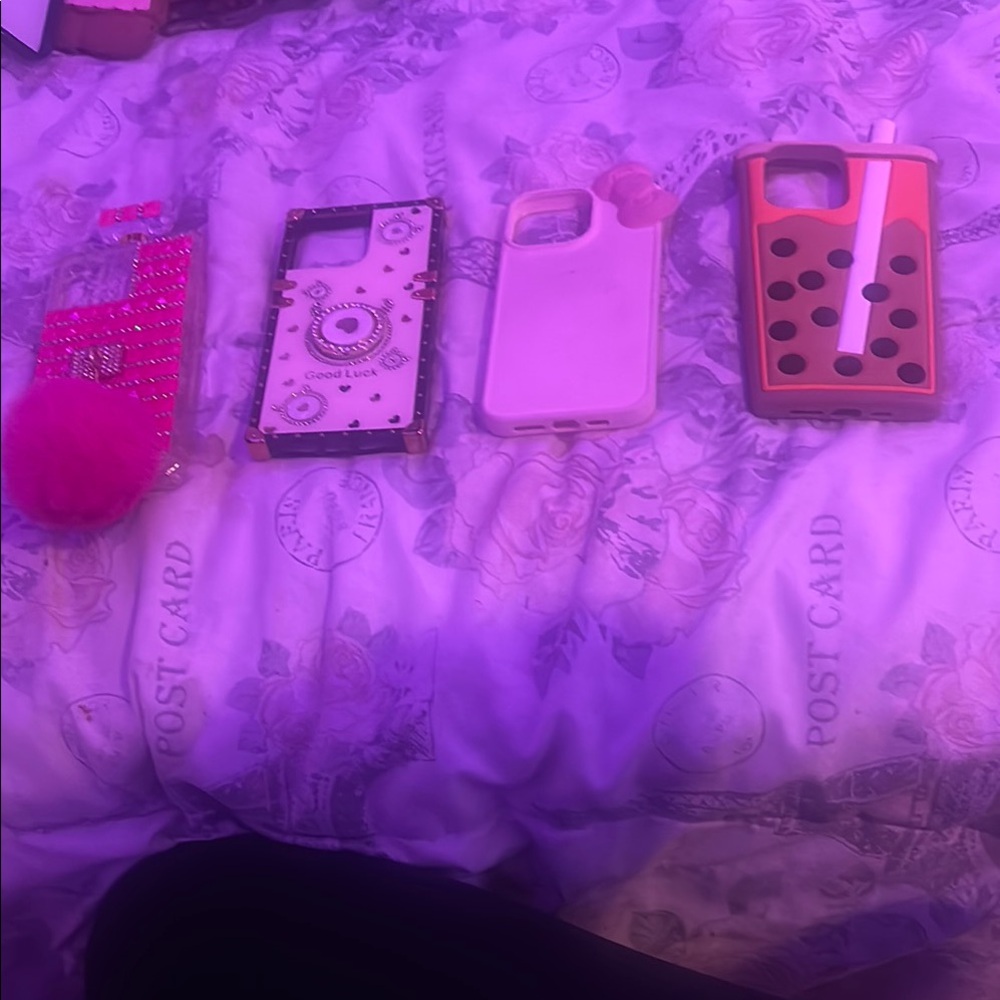 Stylish Phone Case Set - Pink, Gold, White, Orange